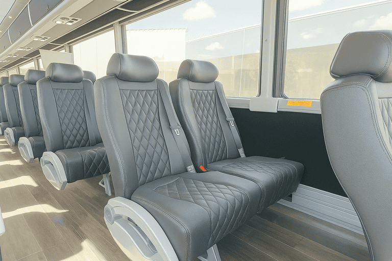 interior of Wichita Coach Bus Service charter bus
